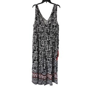 New Directions Women Sleeveless Border Print Cropped Jumpsuit Size‎ 3X